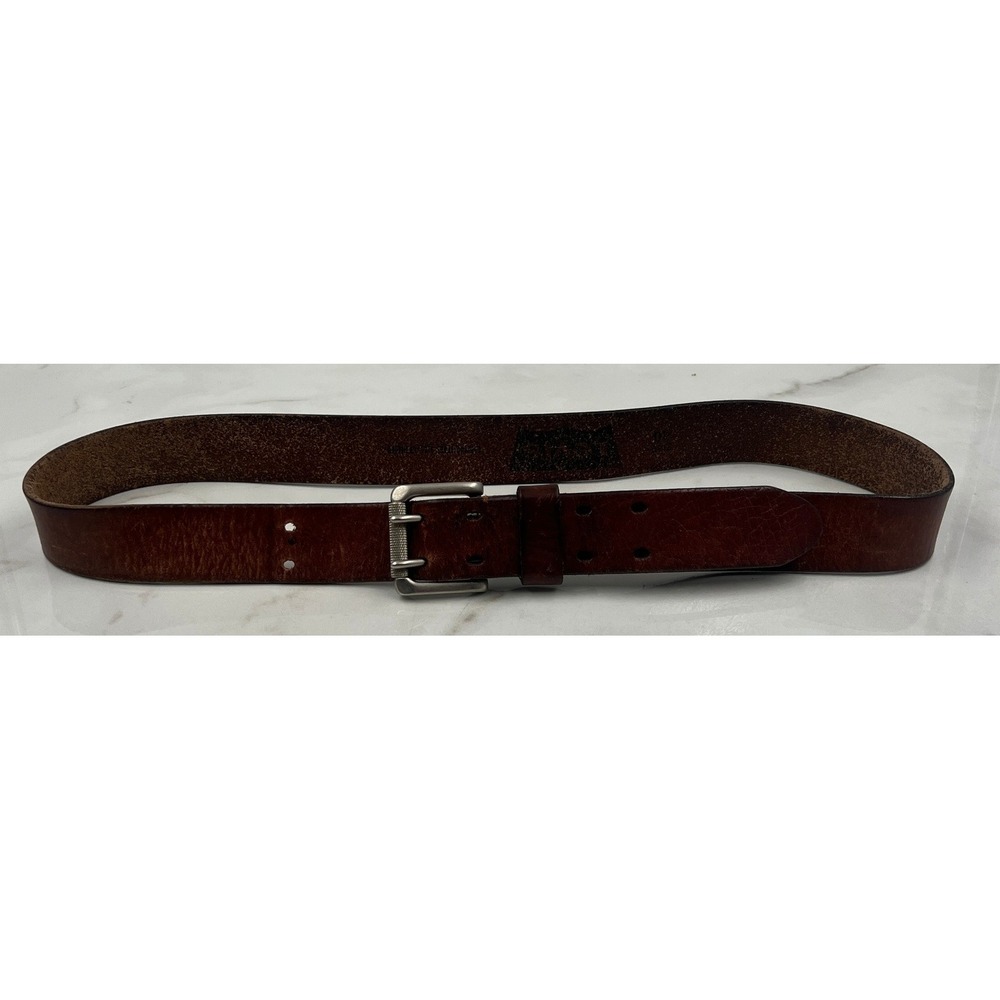 Levis Belt Size 40 Mens Brown Genuine Leather Double Prong Roller Buckle